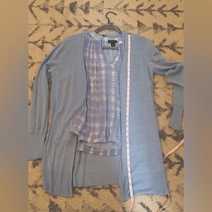 Nordstrom Halogen Linen Blend Side Slit Cardigan (cardigan only). Blue. Small.